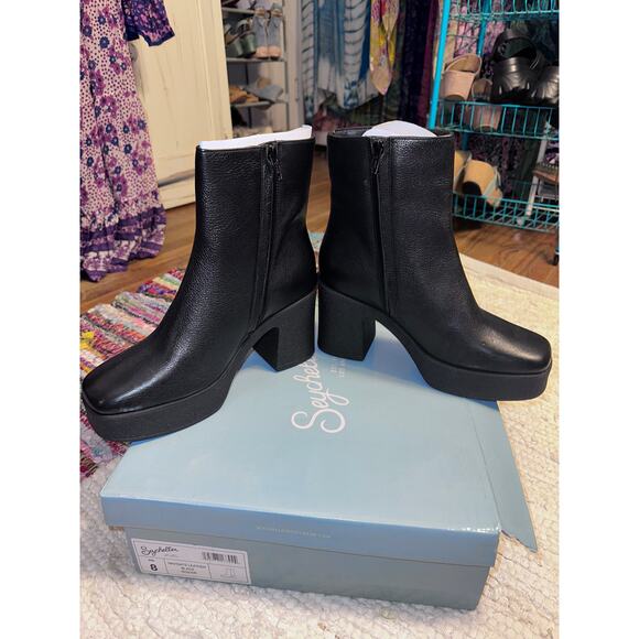 NEW IN BOX SEYCHELLES NAVIGATE LEATHER PLATFORM BOOTS 8 - Picture 3 of 5